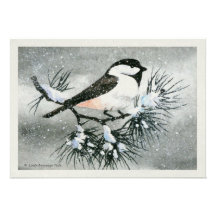 Black Capped Chickadee Bird Invitation