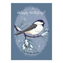 Black Capped Chickadee Blue Oval Announcement