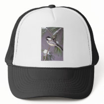 Black-capped Chickadee ? grey background Hats