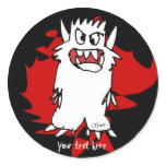 Black Cartoon Monster Personalised Label Round Stickers