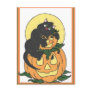 black cat and 2 pumpkins postcards