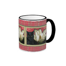 Black Cat and Magnolia Mugs