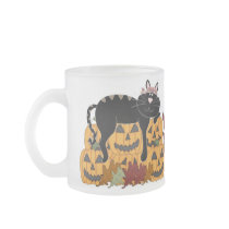 Black Cat and Pumpkins Coffee Mug