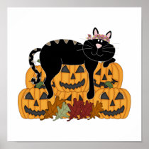 Black Cat and Pumpkins