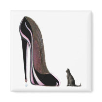 Black Cat and Stiletto! Fridge Magnet