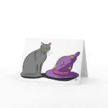 Black Cat and Witch Hat Greeting Card