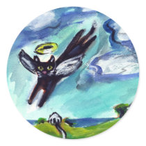 Black cat Angel Sticker