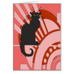 Black Cat Art Deco Greeting Cards