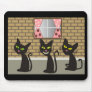 Black Cat Art Gifts "We Three Amigos" Mouse Pad