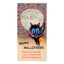 Black Cat...Away! PhotoCard Template Photo Cards