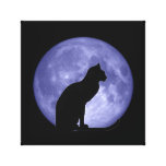Black Cat, blue moon canvas print