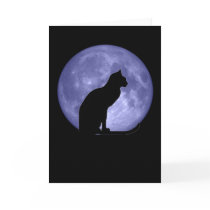 Black Cat Blue Moon Greetings card