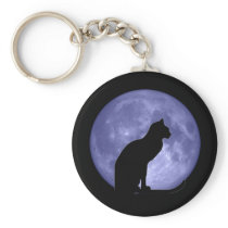 Black Cat Blue Moon Keychain
