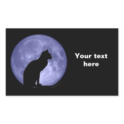 Black Cat Blue Moon Rectangle Stickers by bigspl