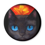 Black Cat Butterfly Painting Art - Multi Fridge Magnet
