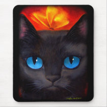 Black Cat Butterfly Painting Art - Multi