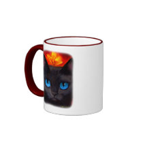 Black Cat Butterfly Painting Art - Multi Mug