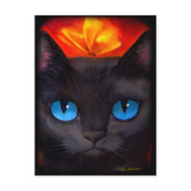 Black Cat Butterfly Painting Art - Multi