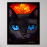 Black Cat Butterfly Painting Art - Multi posters