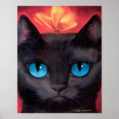Black Cat Butterfly Painting - Poster by JUDERM
