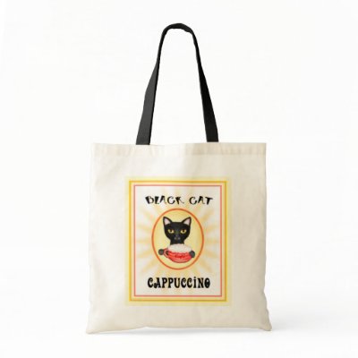 Black Cat Cappuccino Art Bag by jamiecreates1