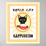 Black Cat Cappuccino Vintage Art Design posters