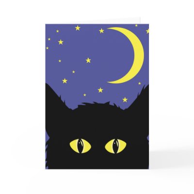 Black Cat card by holiday_tshirts
