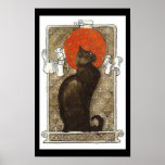 Black Cat / Chat Art Nouveau Poster posters