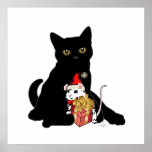 Black Cat Christmas Posters