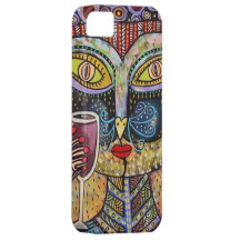 Black Cat Drinking Red Wine Case For The iPhone 5