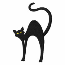 Black Cat Embroidered Shirt