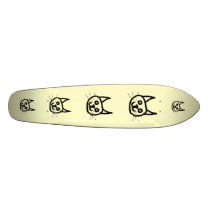 Black cat face cartoon. On Cream. Skate Board