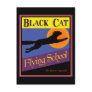 Black Cat Flying School Vintage Halloween Postcard