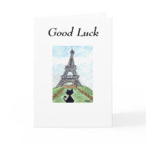 BLACK CAT GOOD LUCK CARD