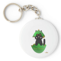 Black Cat Green Christmas Ornament Merry Christmas Keychains