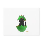 Black Cat Green Christmas Ornament postcards