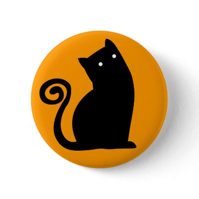 Black Cat Halloween button by chrisboydscritters