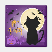 Black Cat Halloween Magnet