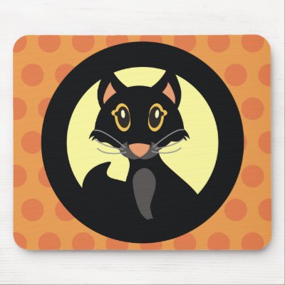 Black Cat Halloween Mouse Mat by StudioNine