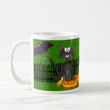 Black Cat Halloween Mug