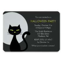 Black Cat Halloween Party Invitations