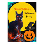 BLACK CAT HALLOWEEN PARTY PERSONALIZED INVITES