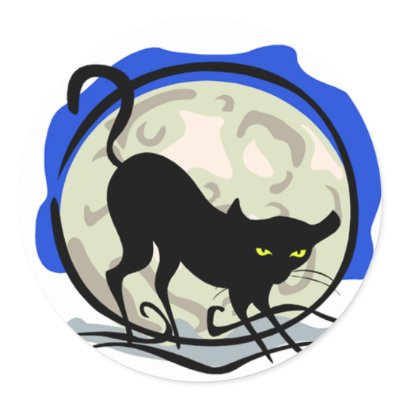 Black Cat Halloween Stickers by halloweentreats