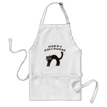 Black Cat Happy Halloween Apron