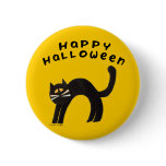 Black Cat Happy Halloween Pin