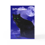 black cat, Happy Halloween card, template