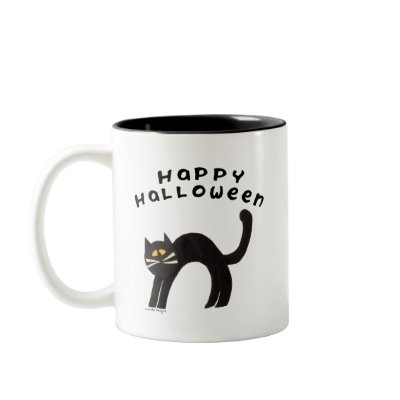 Black Cat Happy Halloween Mug by halloweentreats
