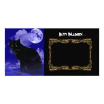 Black Cat,  Happy Halloween photo card, template