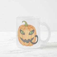 Black Cat Hiding In Pumpkin Halloween Frosted Mug