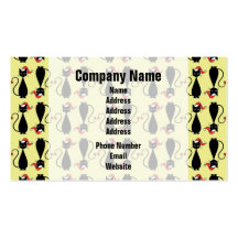 Black Cat in a Christmas Hat Business Card Templates